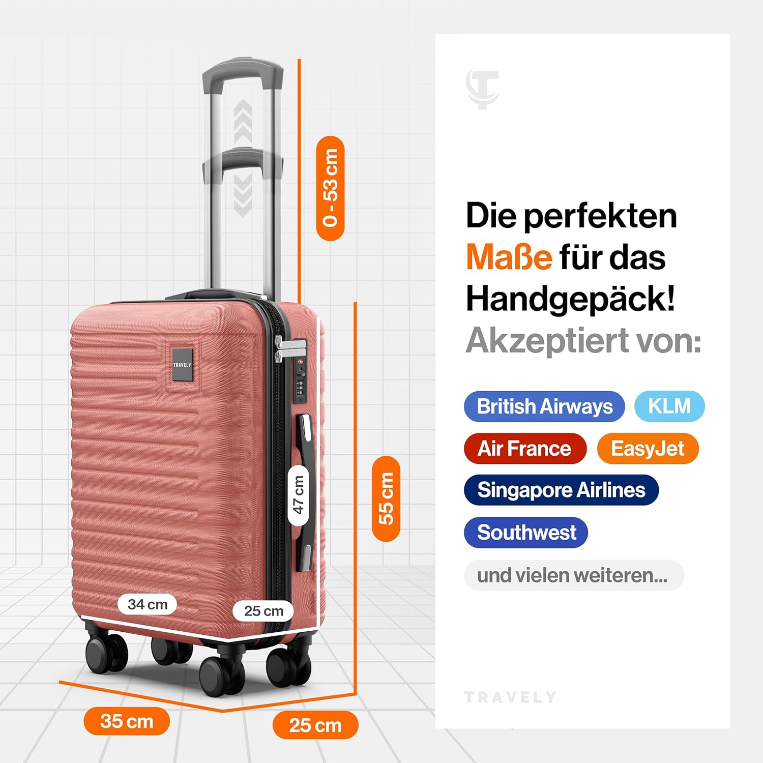 Handgepäck Koffer M 55x35x25cm (36L)