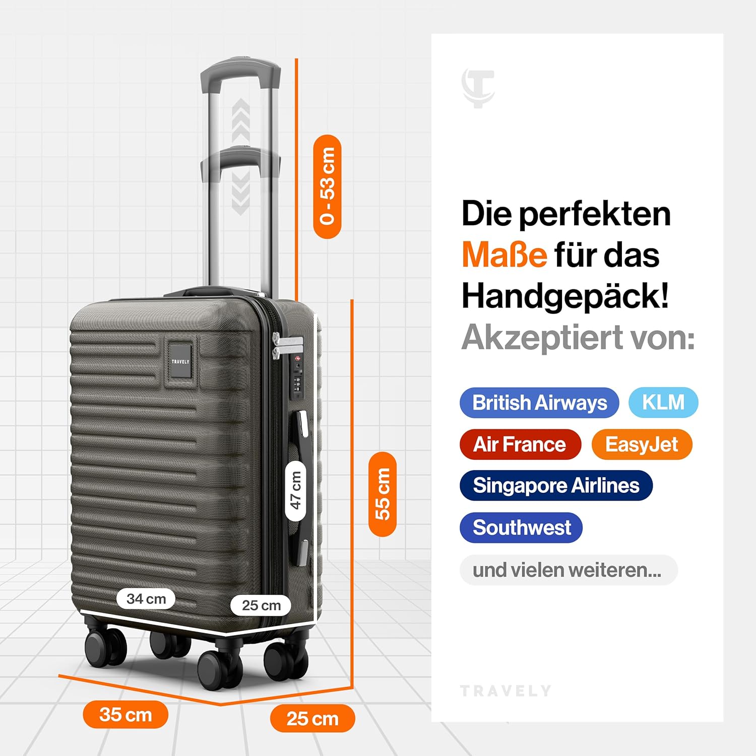 Handgepäck Koffer M 55x35x25cm (36L)