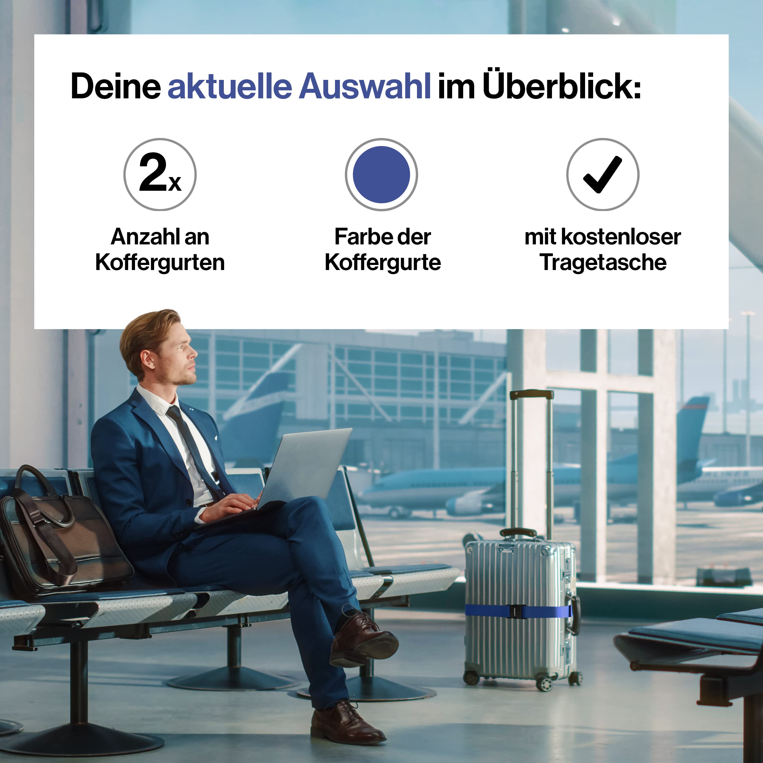 Kofferbänder, einfach verstellbar - 200x5cm