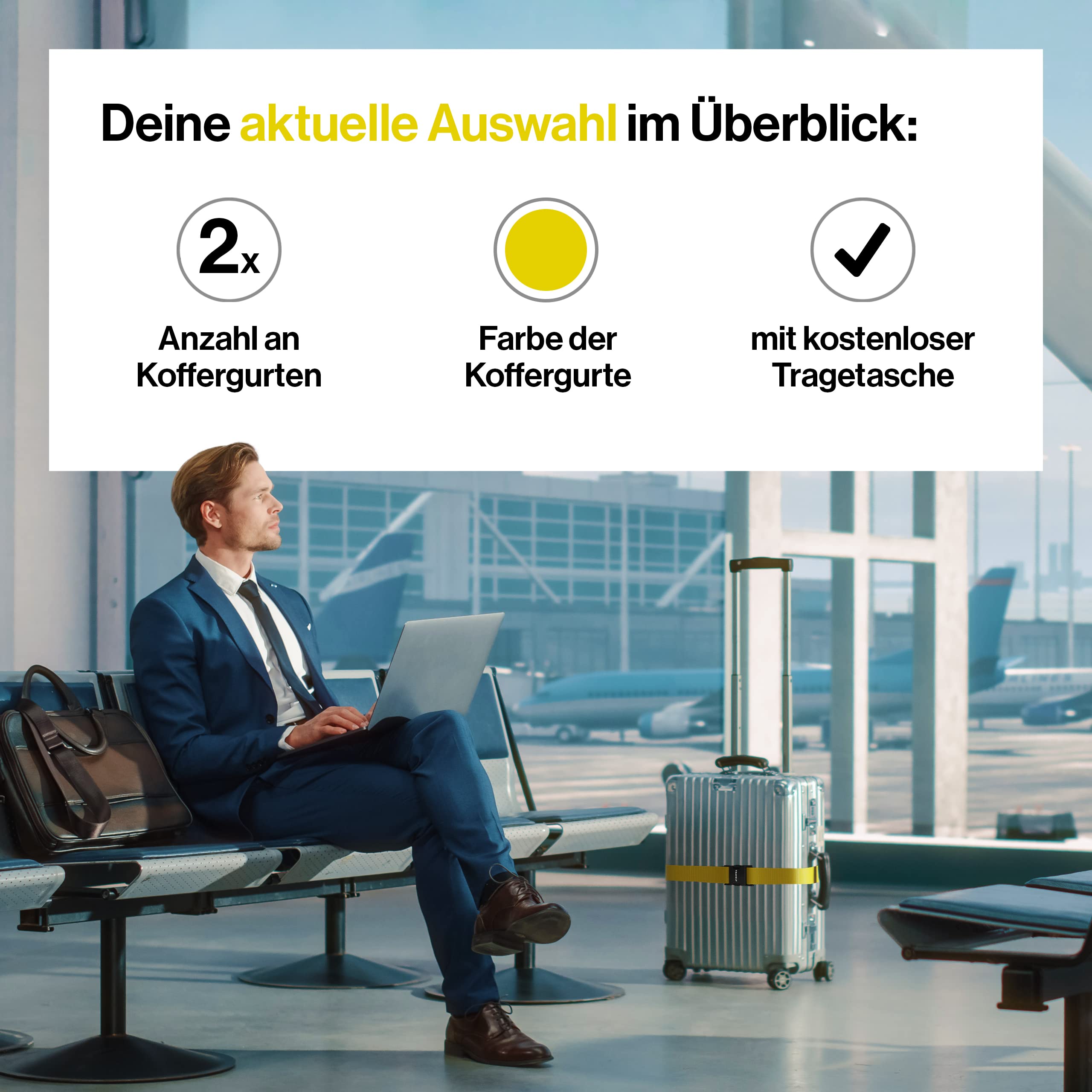 Kofferbänder, einfach verstellbar - 200x5cm