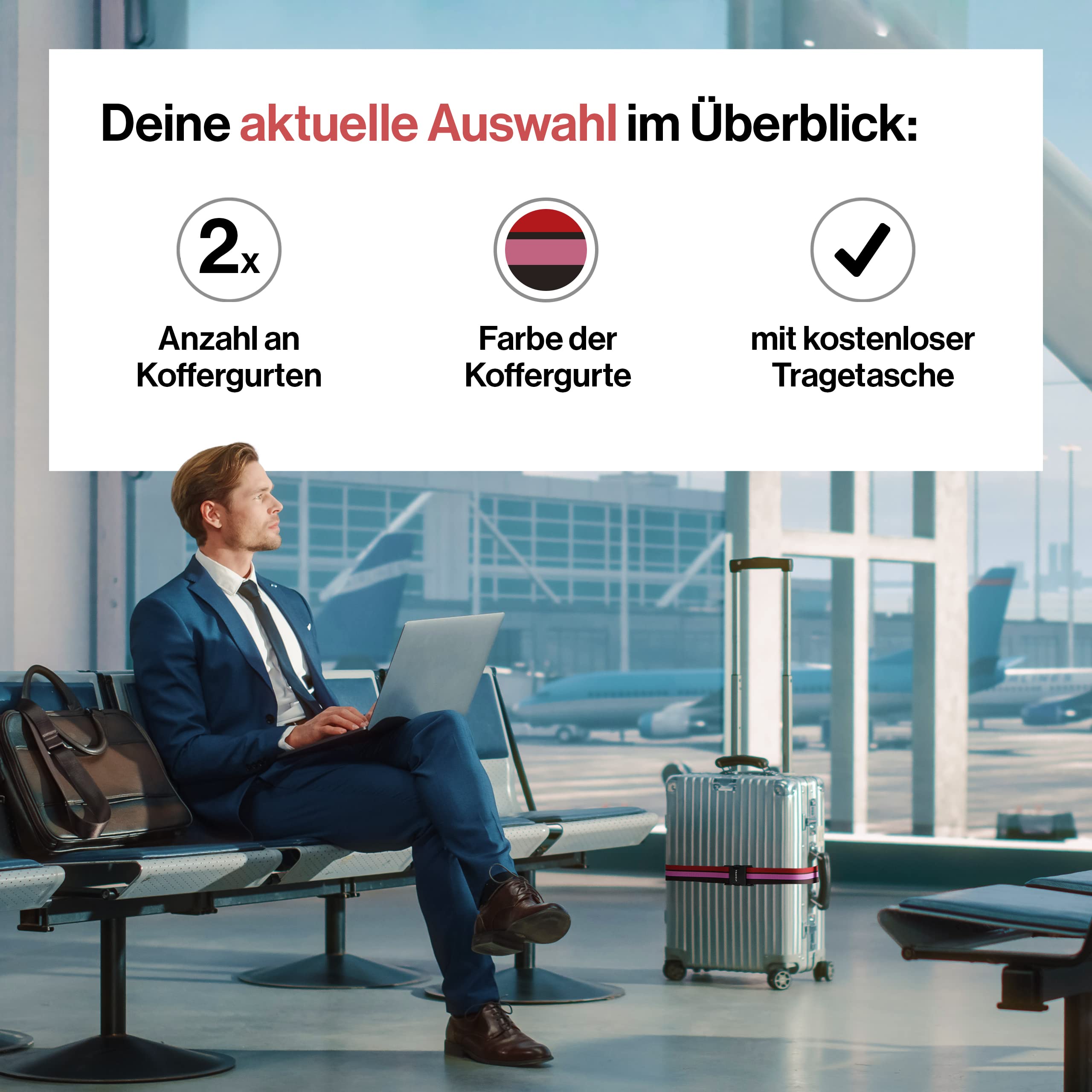 Kofferbänder, einfach verstellbar - 200x5cm