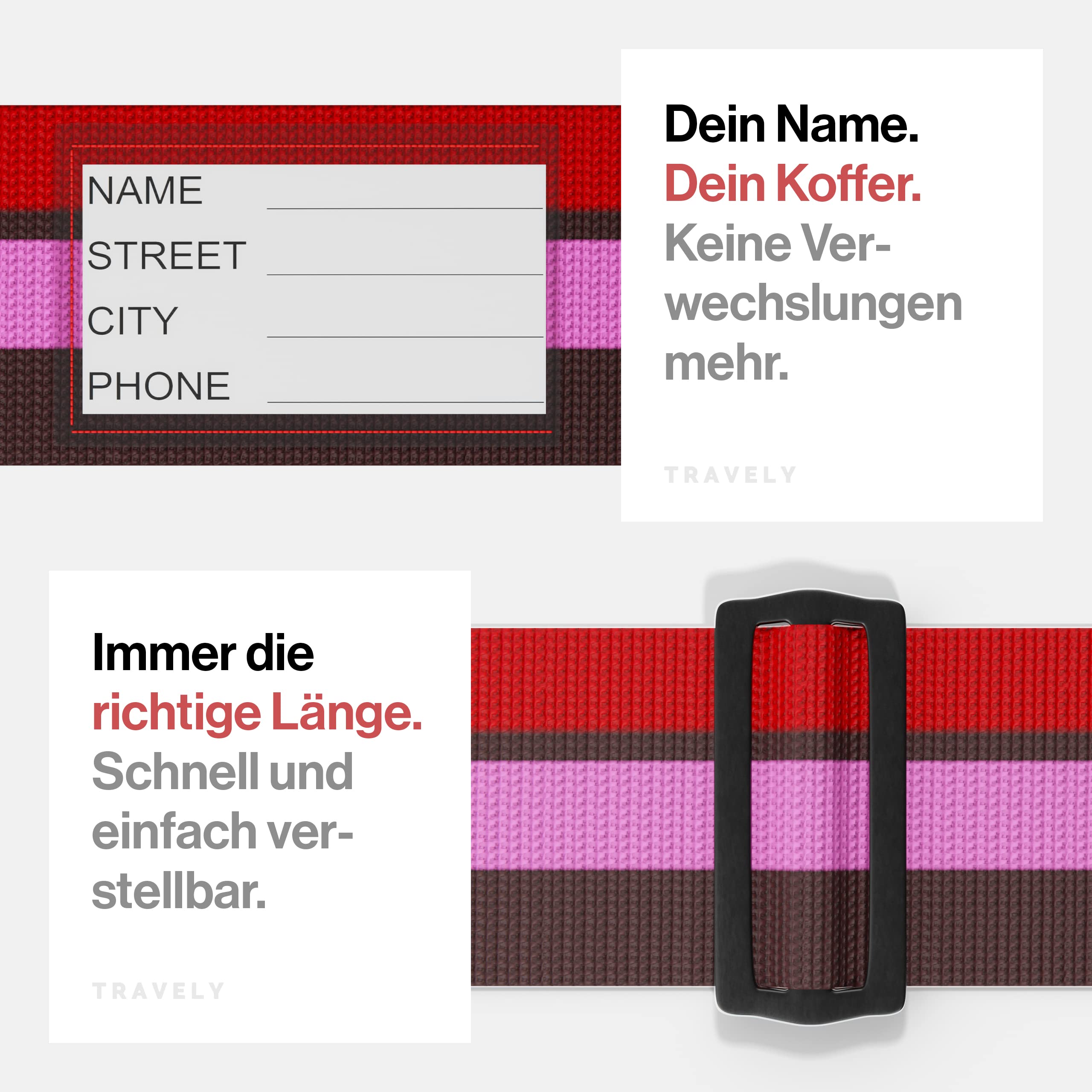 Kofferbänder, einfach verstellbar - 200x5cm
