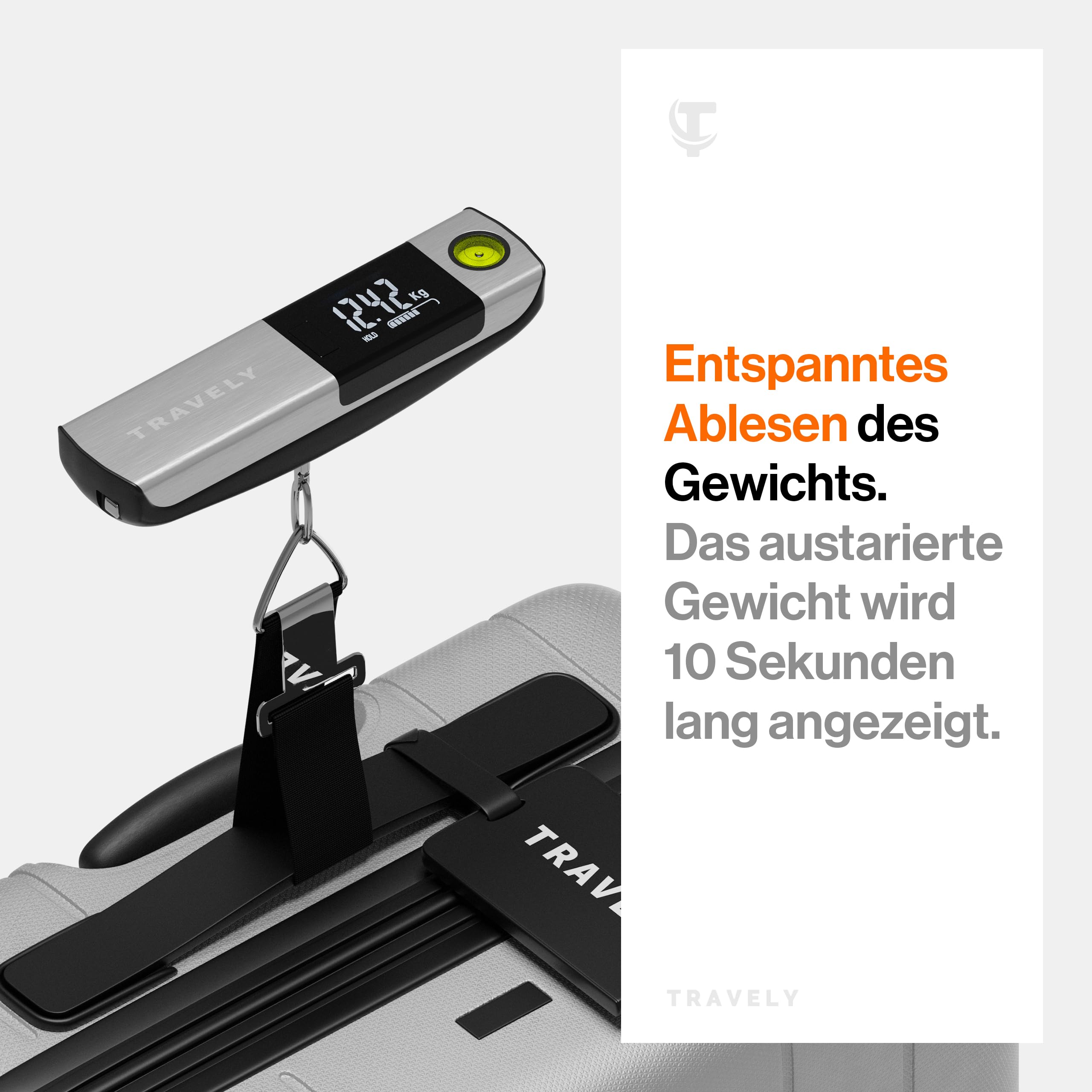 Kofferwaage aus gebürstetem Edelstahl