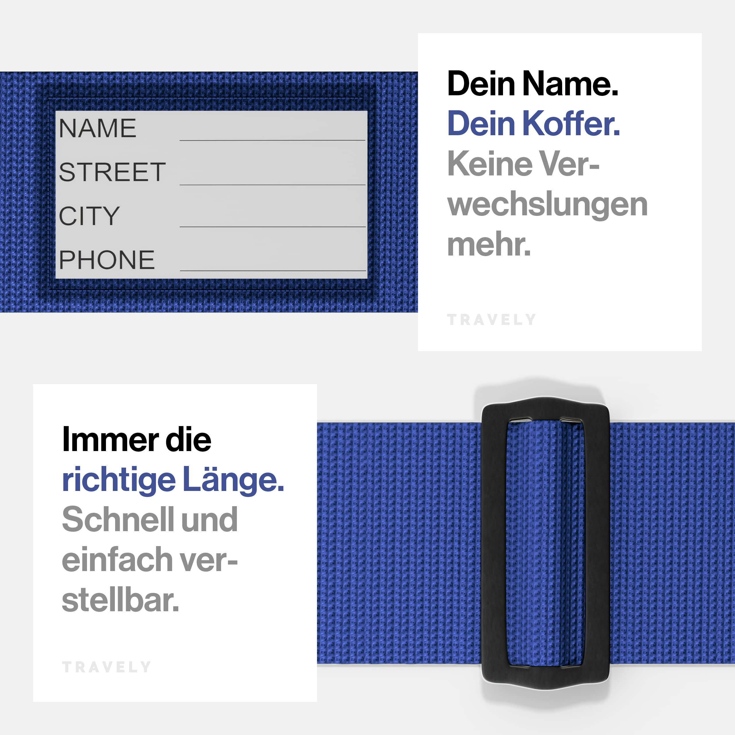 Kofferbänder, einfach verstellbar - 200x5cm